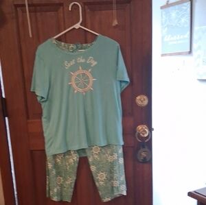 RealHer Teal Pajama Set with Nautical Design